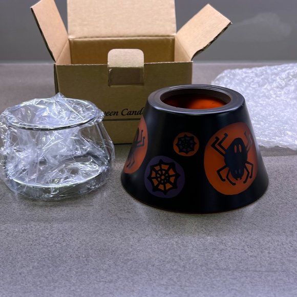 SUN VALLEY Halloween Candle Shade Spider, Orange, Purple. Yankee - Picture 6 of 9